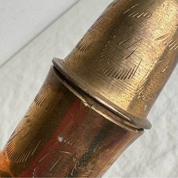 Vintage Solid Brass Teapot Genie Lamp Pitcher Made in India Ornate Etched Floral - Picture 14 of 17